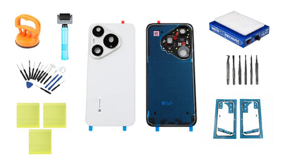 Zestaw tylnej klapki baterii Huawei Pura 90s Pro Coconut White Service Pack i dedykowane narzędzia serwisowe