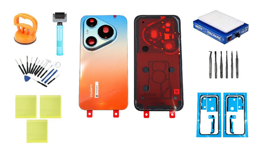 Zestaw tylnej klapki baterii Huawei Pura 90s Pro Max Orange Ocean Service Pack i dedykowane narzędzia serwisowe