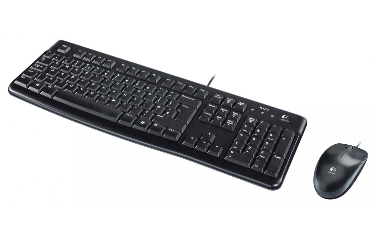 Logitech MK120 Wired USB Keyboard Mouse Kit, Black