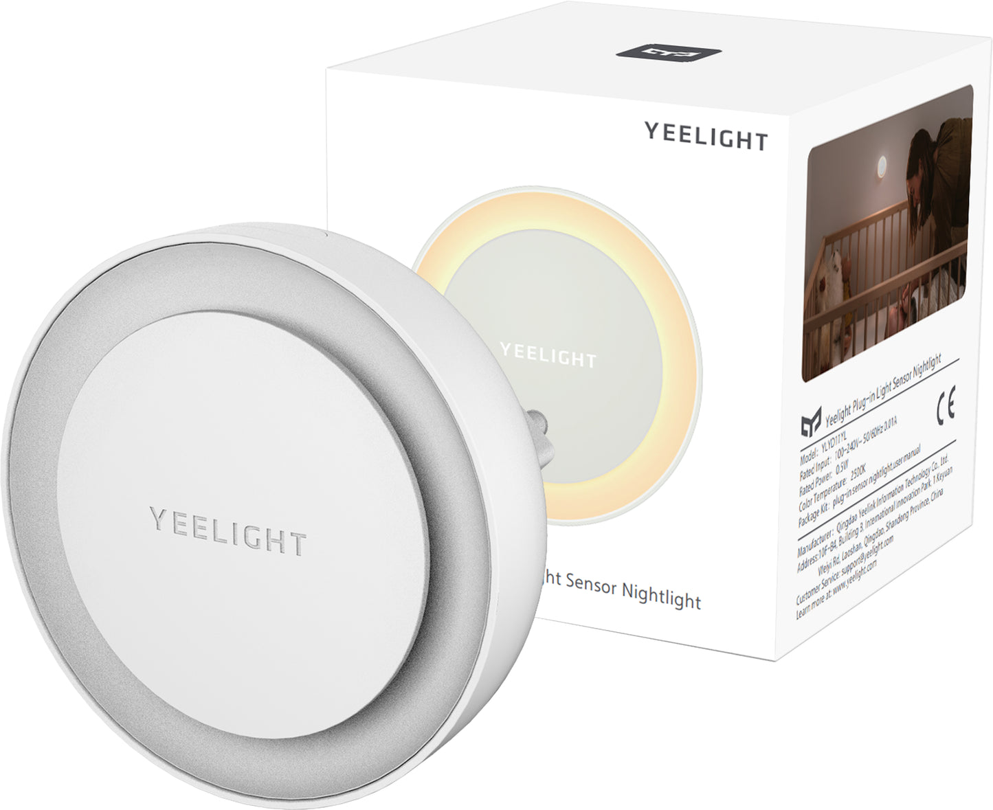 Lampa nocna LED Yeelight Plug-in Nightlight, 0.5W, 2500K, Czujnik, Wersja UK, Biała YLYD11YL