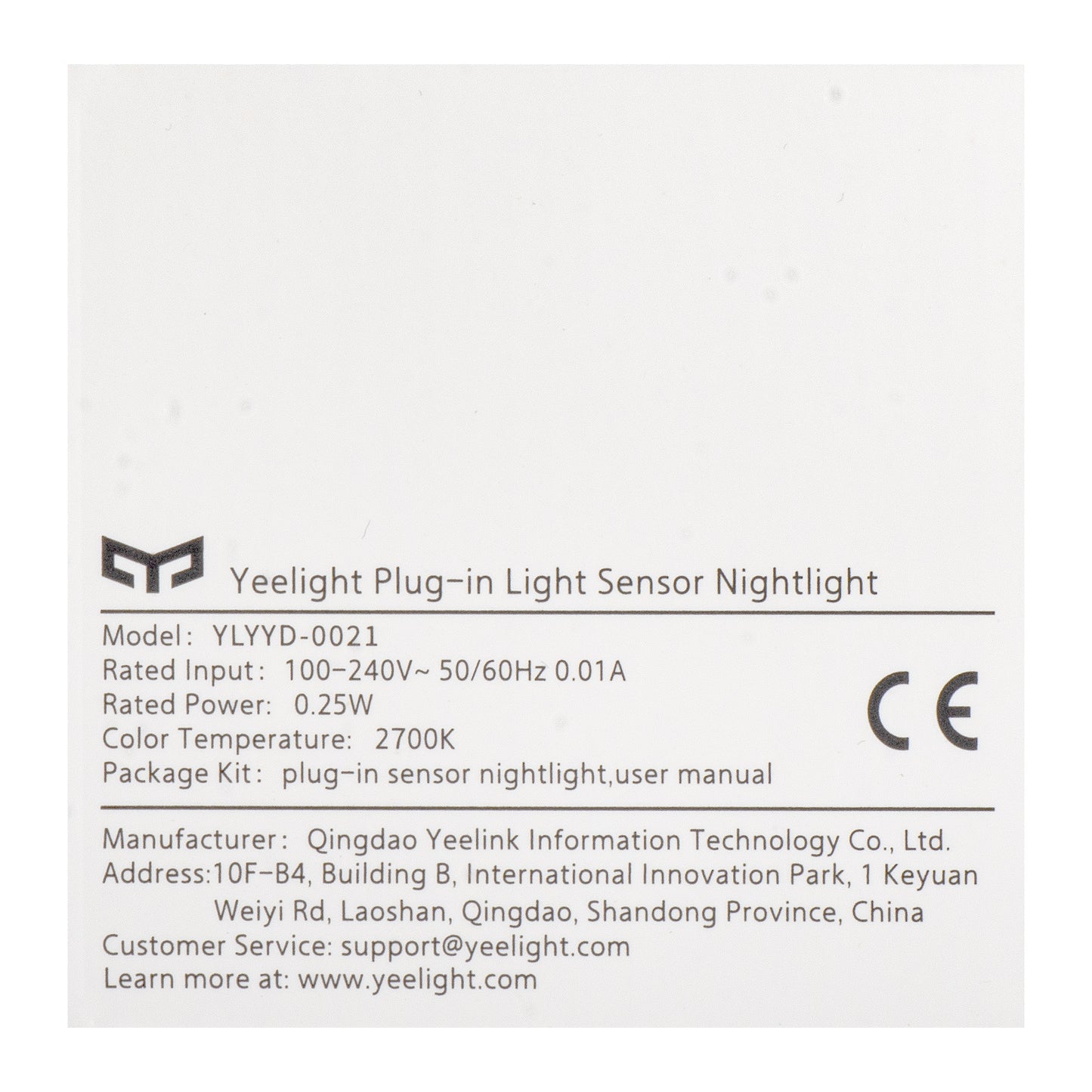 Wtykowa lampka nocna Veghe Yeelight, 0,25 W, 2700 K, czujnik, biała YLYYD-0021