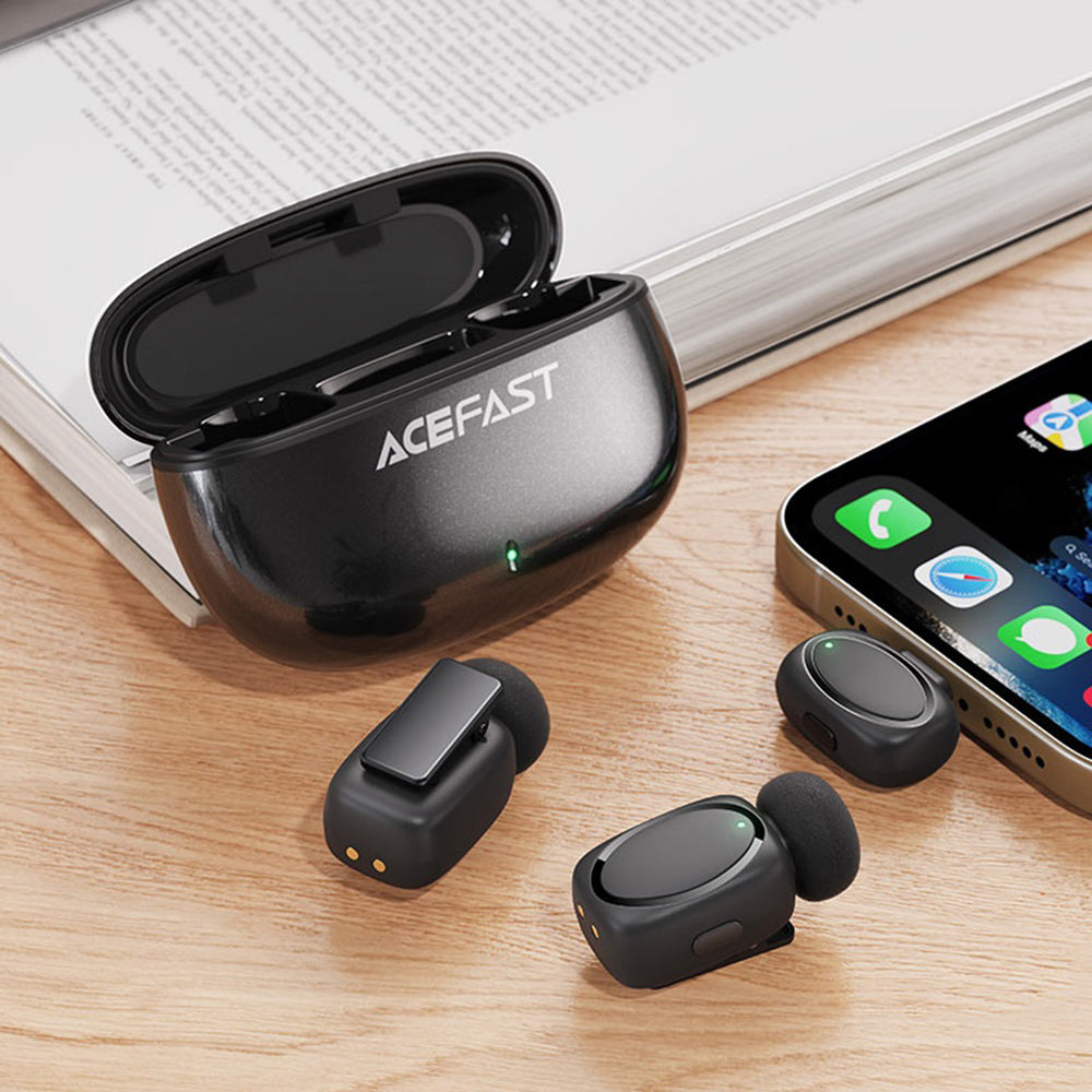 Lavalier Acefast R2, USB-C, Zestaw 2 sztuki, Czarny