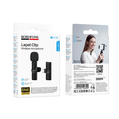 Borofone BFK16 Winner Lavalier, USB-C, Black