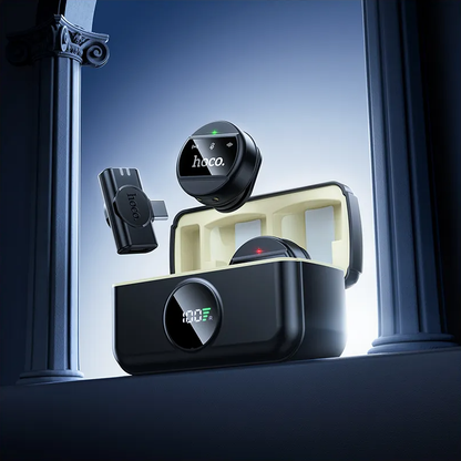 Mikrofon krawatowy HOCO L22, USB-C / Lightning, zestaw 2 sztuki, czarny