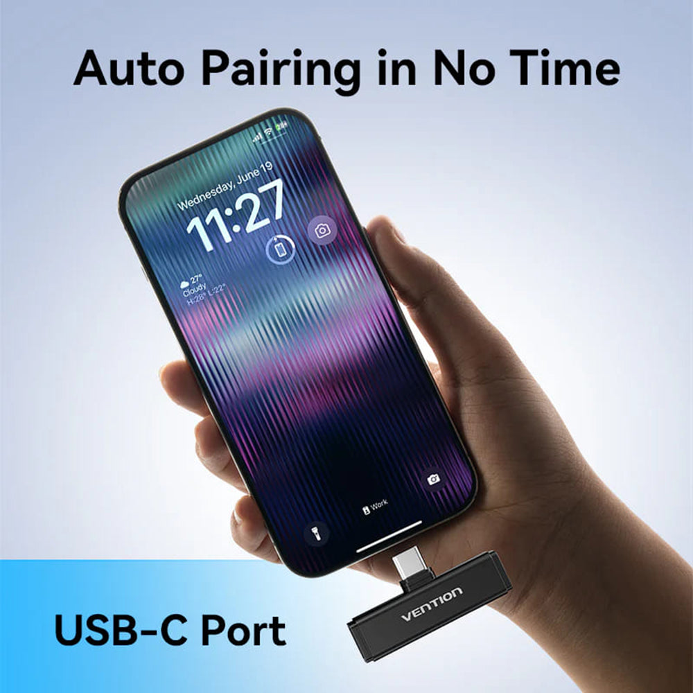 Lavaliera Vention Clip-On, USB-C, Zestaw 2 sztuki, Czarna
