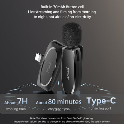 Lavaliera Yesido KR15, USB-C / Lightning, Zestaw 2 sztuki, Czarna