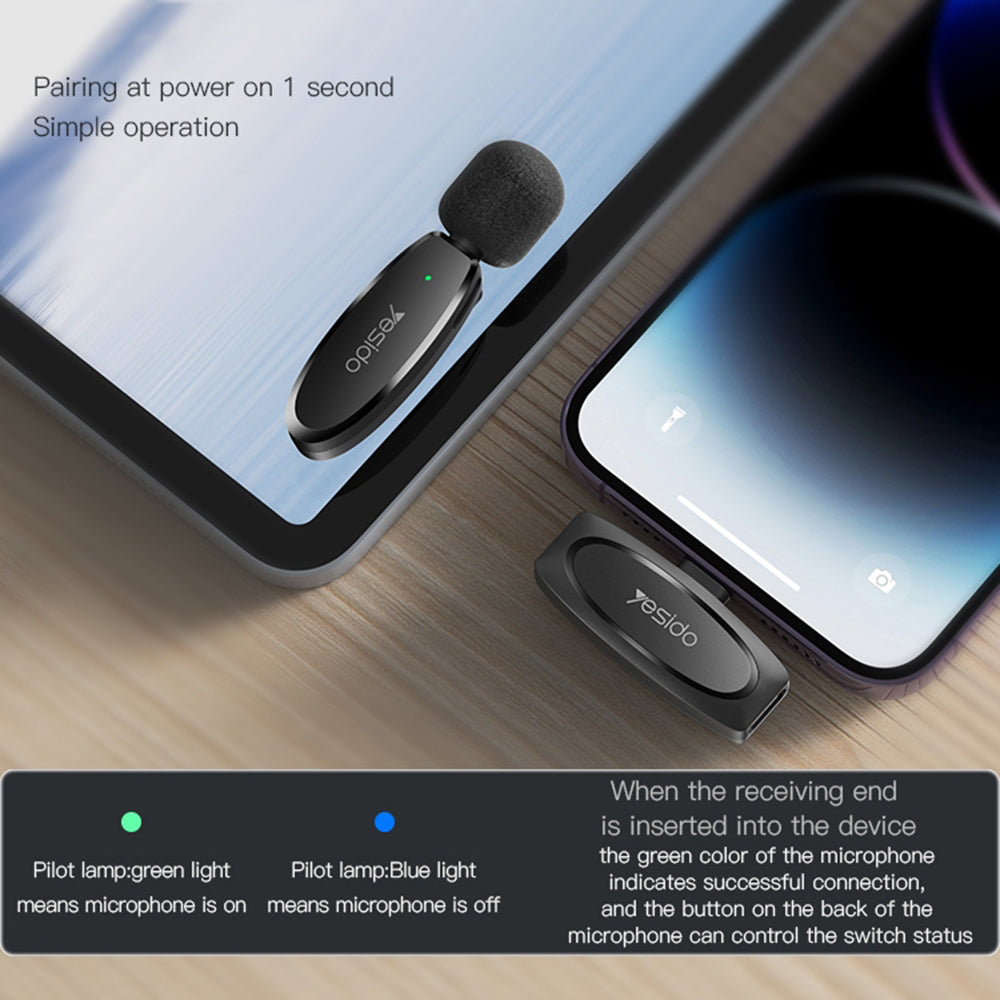 Lavaliera Yesido KR15, USB-C / Lightning, Zestaw 2 sztuki, Czarna