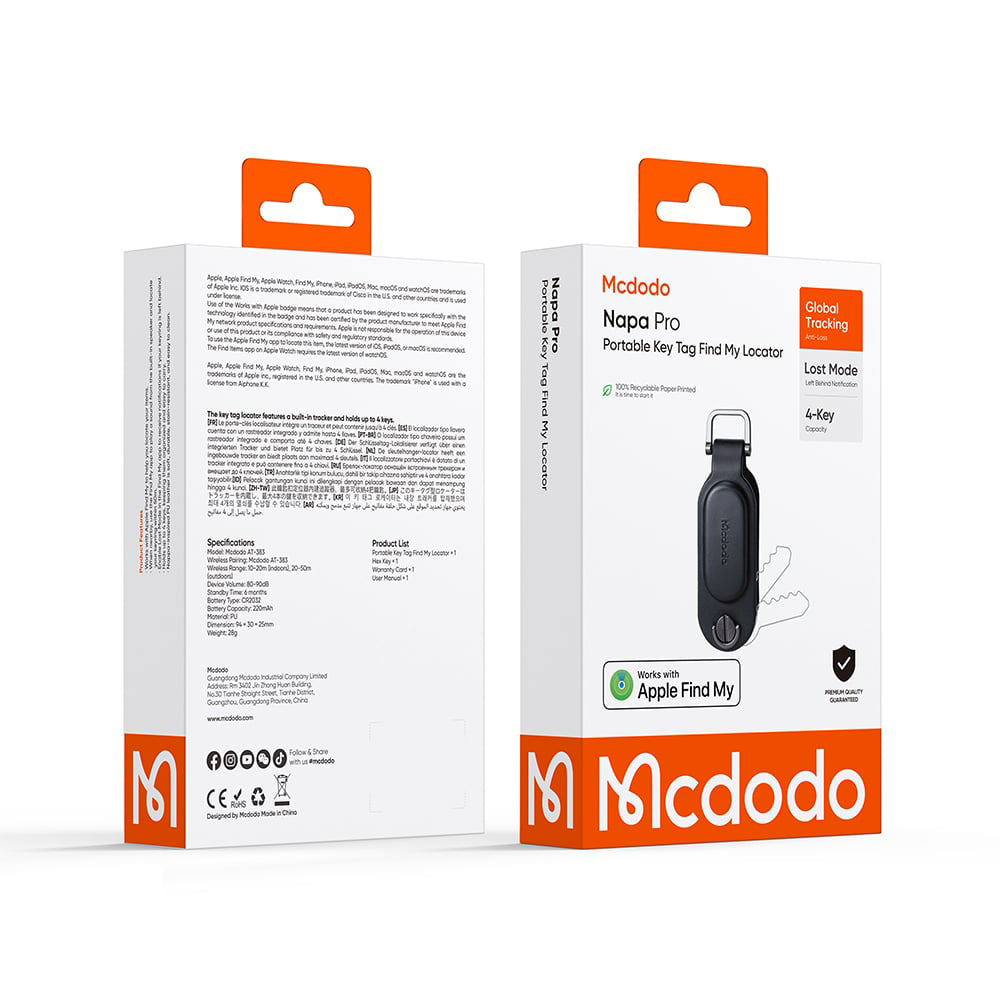 Mcdodo SmartTag Keys Napa Pro AT-3830 dla serii iOS, czarny