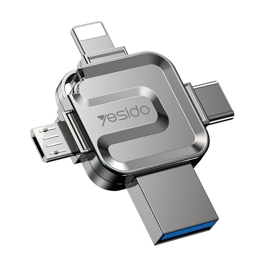 Zewnętrzna pamięć USB-A 3.0 / Lightning / USB-C / microUSB Yesido FL15, 128Gb
