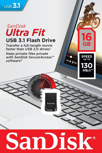 Zewnętrzna pamięć USB-A 3.1 SanDisk Ultra Fit, 16Gb SDCZ430-016G-G46