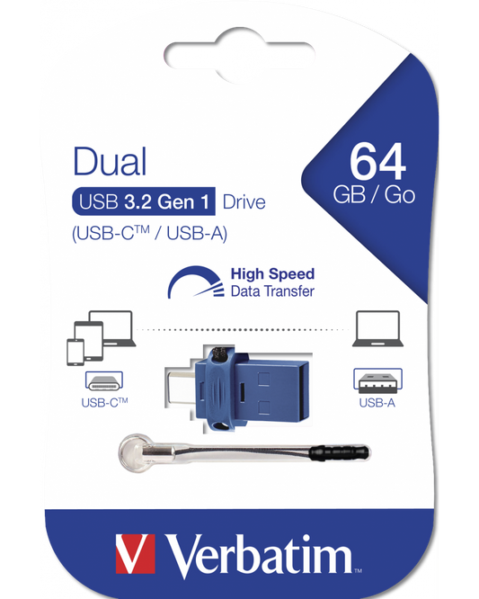 Pamięć zewnętrzna USB-A 3.0 / USB-C Verbatim StoreNGo, 64Gb 49967