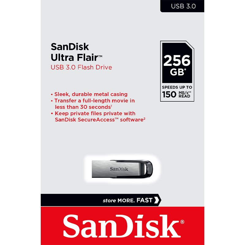 Pamięć zewnętrzna USB-A 3.0 SanDisk Ultra Flair, 256GB SDCZ73-256G-G46
