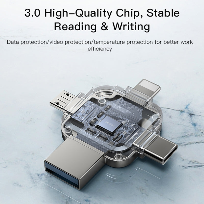 Zewnętrzna pamięć USB-A 3.0 / Lightning / USB-C / microUSB Yesido FL15, 64Gb