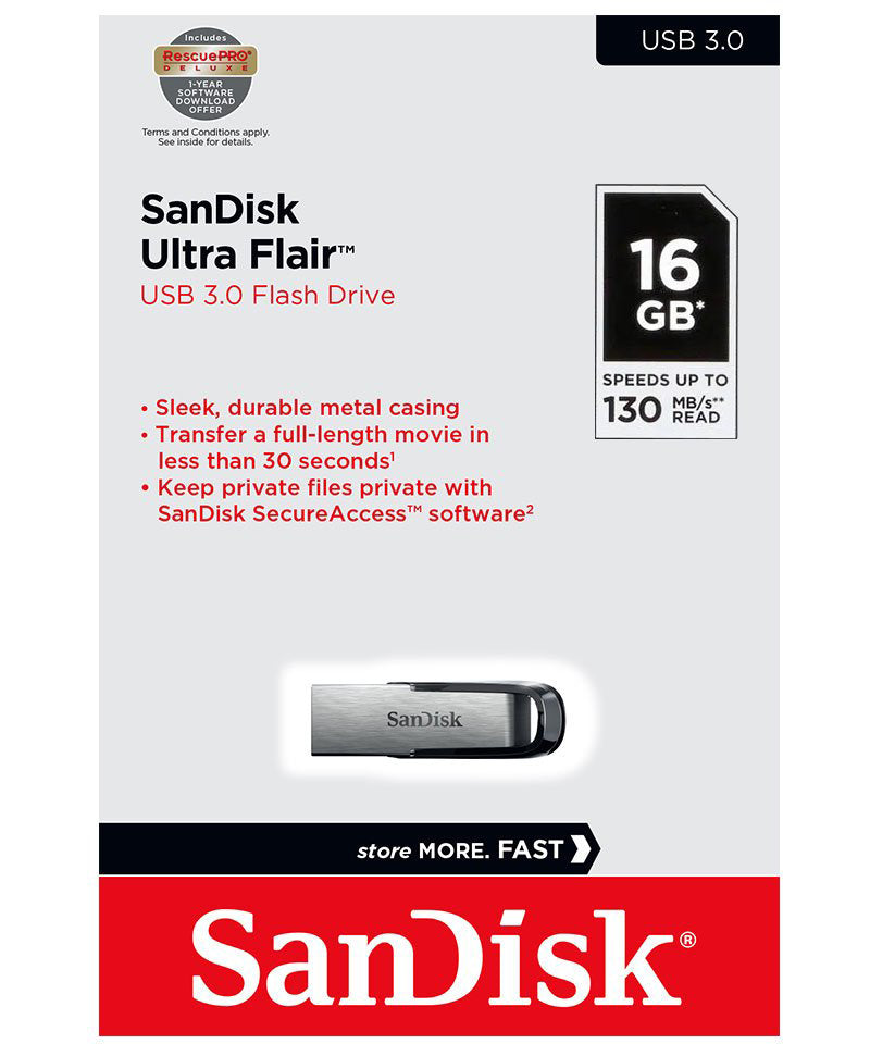 Zewnętrzna pamięć USB-A 3.0 SanDisk Ultra Flair, 16Gb SDCZ73-016G-G46