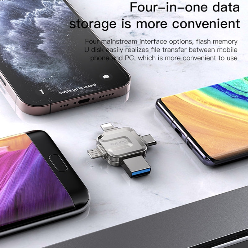 Zewnętrzna pamięć USB-A 3.0 / Lightning / USB-C / microUSB Yesido FL15, 64Gb