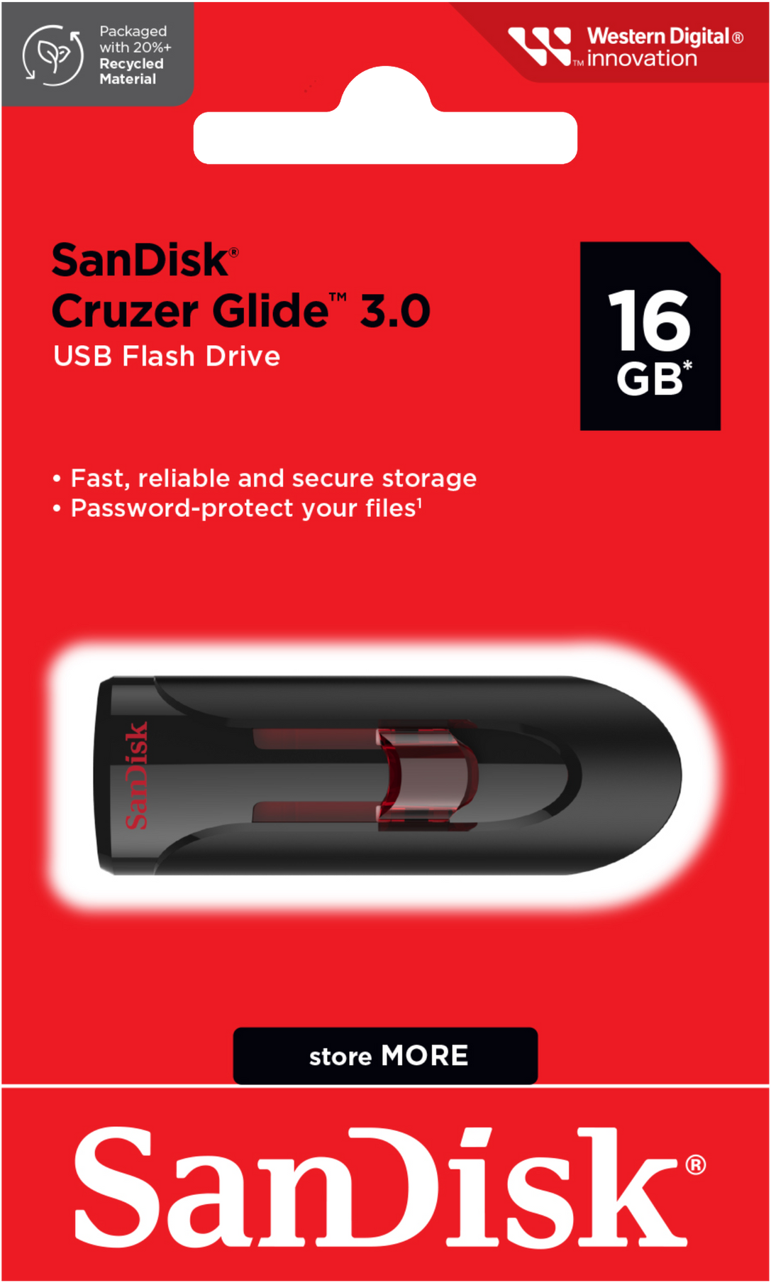 SanDisk Cruzer Glide 3.0 USB-A External Memory, 16Gb SDCZ600-016G-G35