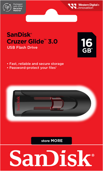 SanDisk Cruzer Glide 3.0 USB-A External Memory, 16Gb SDCZ600-016G-G35