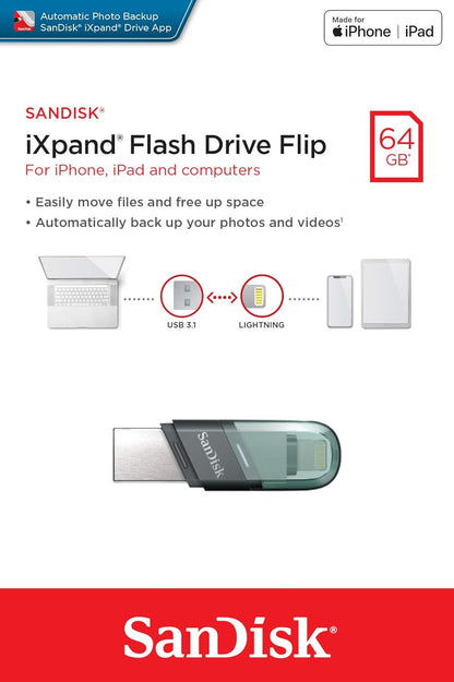 Zewnętrzna pamięć USB-A 3.1 / Lightning SanDisk iXpand Flip, 64Gb SDIX90N-064G-GN6NN