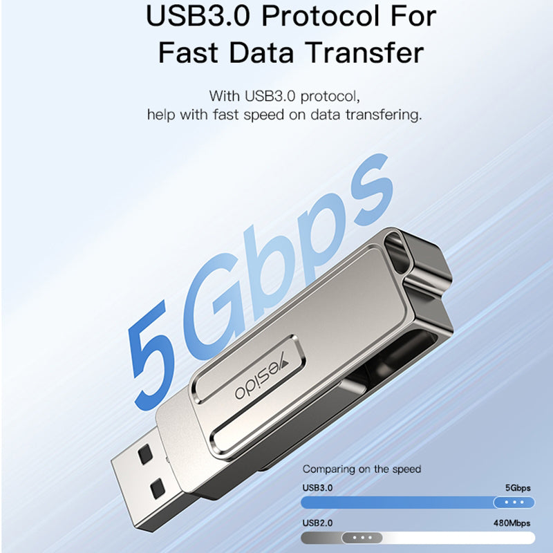 Memorie Externa USB-A - USB-C Yesido FL17, 128Gb