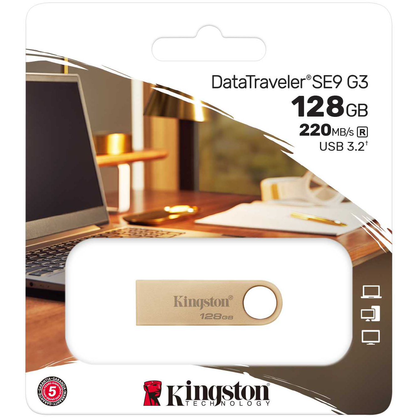 Pamięć zewnętrzna USB-A 3.2 Kingston DT SE9 G3, 128Gb DTSE9G3/128GB 