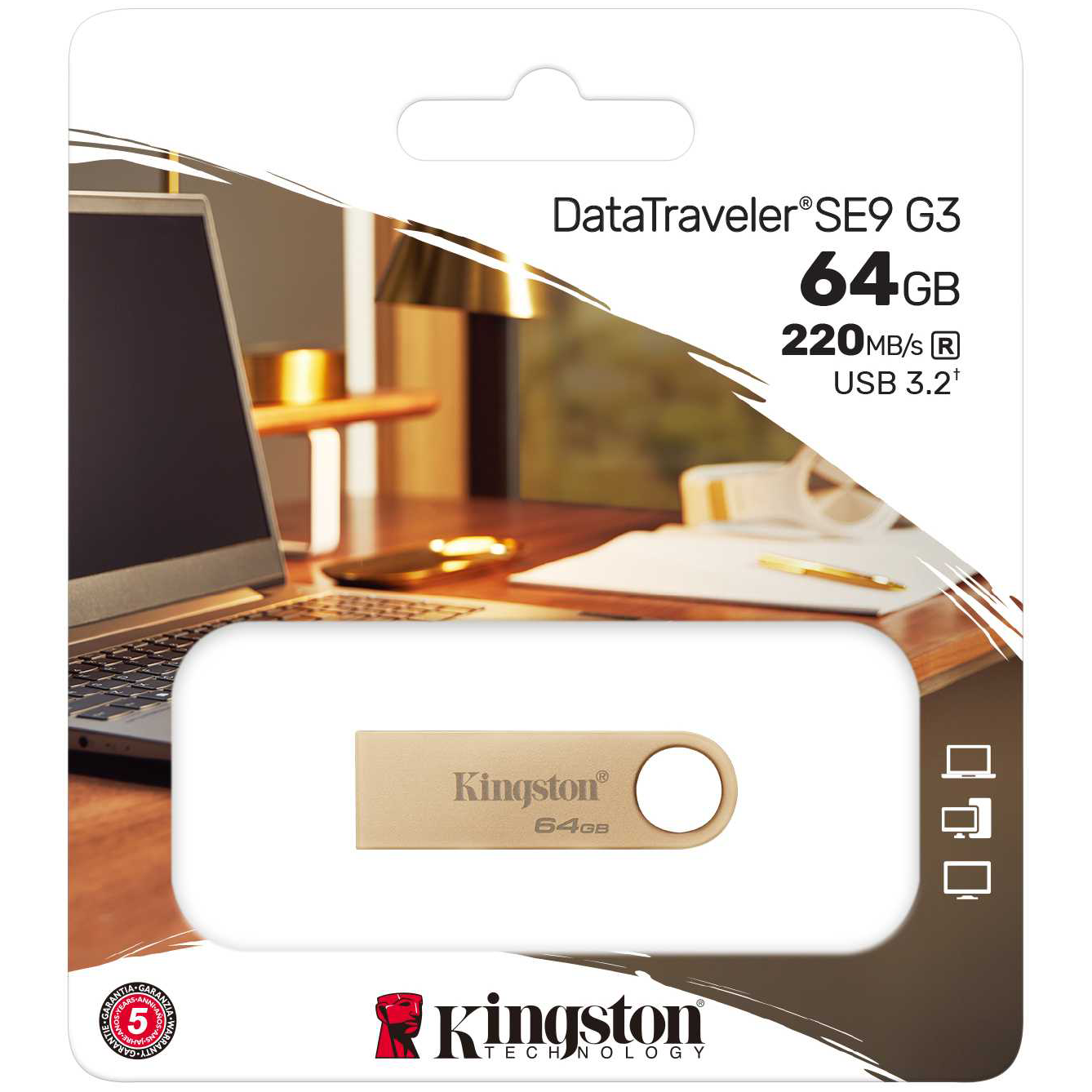 Zewnętrzna pamięć USB-A 3.2 Kingston DT SE9 G3, 64 GB DTSE9G3/64 GB 