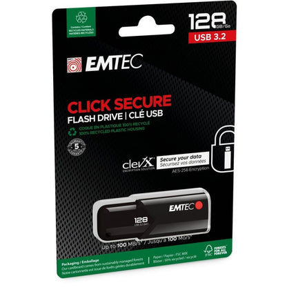 Zewnętrzna pamięć USB-A 3.2 Emtec B120 Click Secure, 128Gb ECMMD128GB123