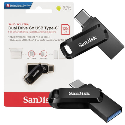 External Memory USB-A 3.2 / USB-C SanDisk Ultra Dual Go, 128Gb SDDDC3-128G-G46