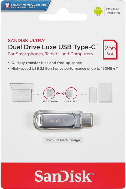 External Memory USB-A 3.2 / USB-C SanDisk Ultra Luxe Dual Drive, 256Gb SDDDC4-256G-G46