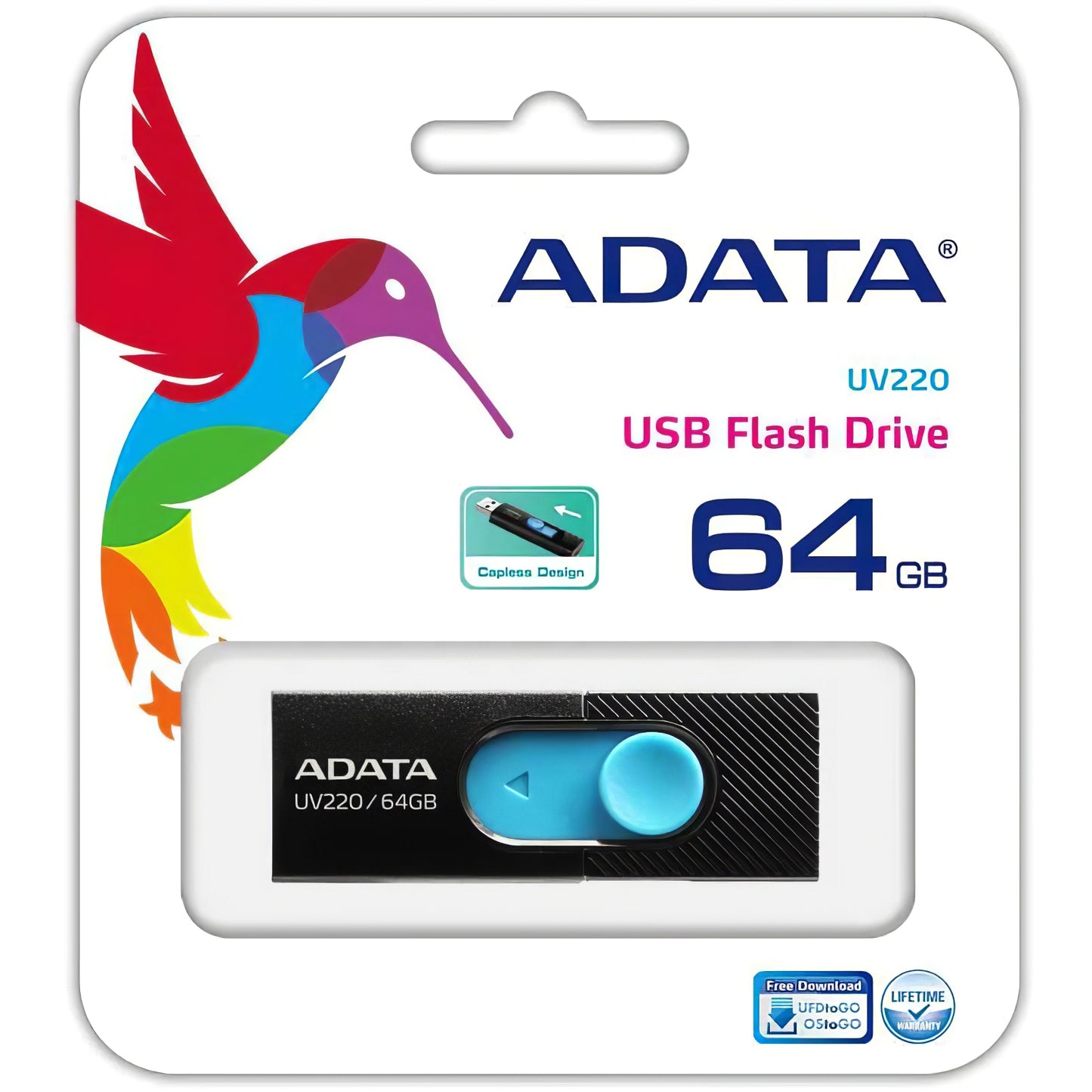 Zewnętrzna pamięć USB-A Adata UV220, 64Gb AUV220-64G-RBKBL 