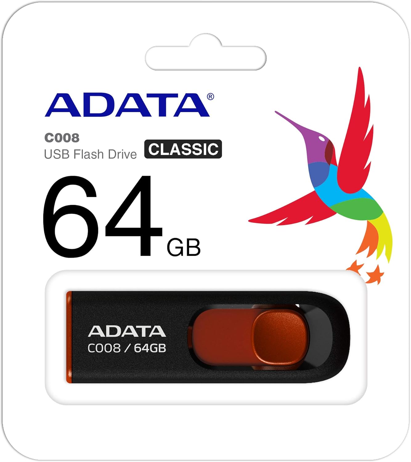 Zewnętrzna pamięć USB-A Adata C008, 64Gb AC008-64G-RKD