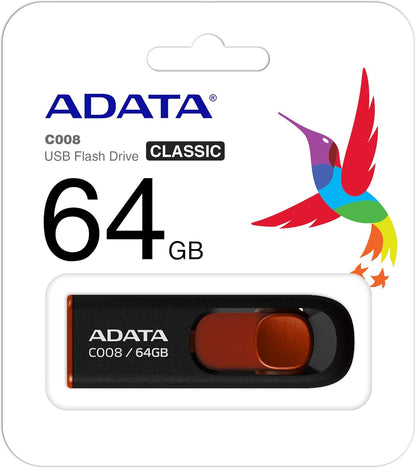 Zewnętrzna pamięć USB-A Adata C008, 64Gb AC008-64G-RKD