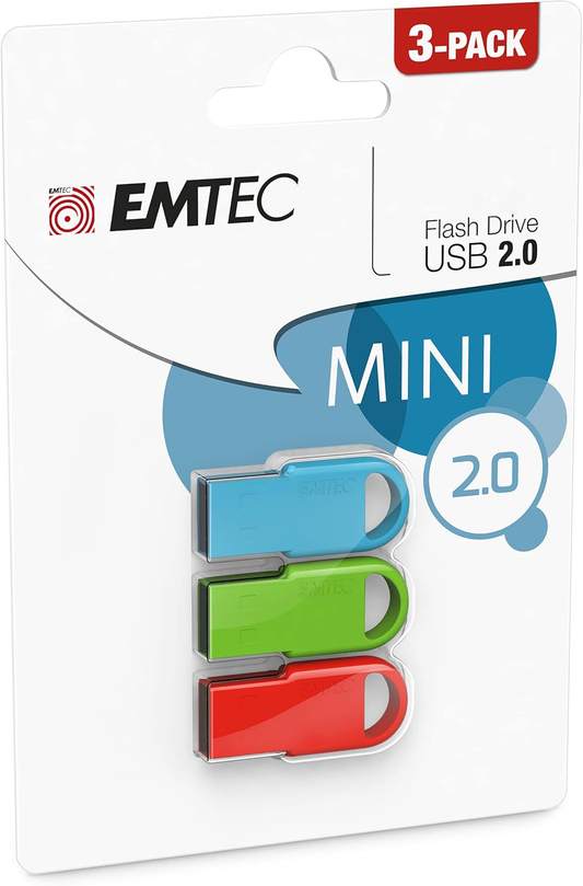 Zewnętrzna pamięć USB-A Emtec D250 Mini, 16Gb, zestaw 3 sztuki ECMMD16GD252P3
