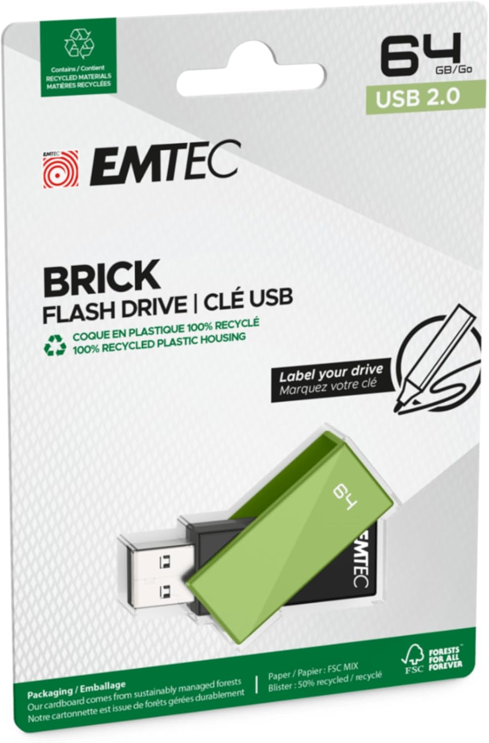 Pamięć zewnętrzna USB-A Emtec C350 Brick, 64Gb ECMMD64GC352
