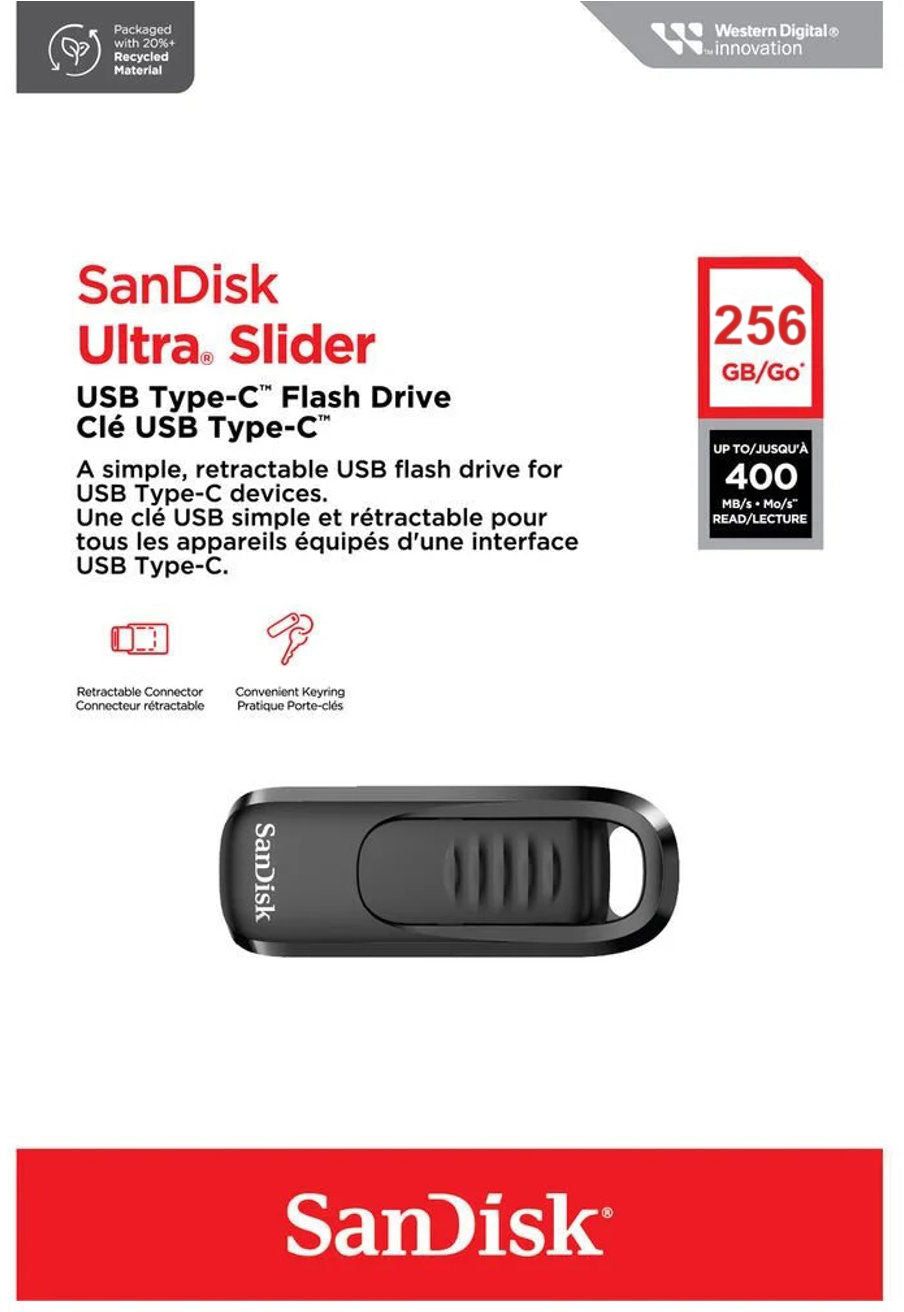 Zewnętrzna pamięć USB-C SanDisk Ultra Slider, 256Gb SDCZ480-256G-G46