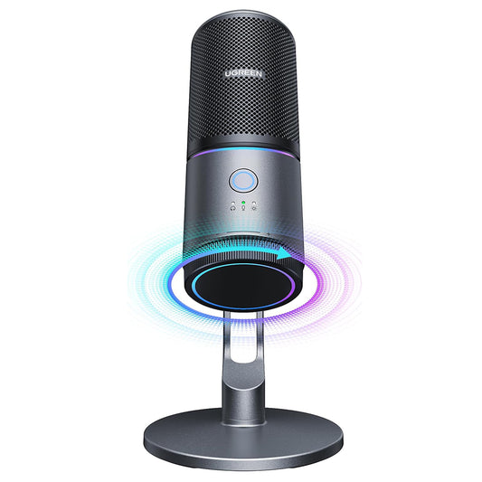 Mikrofon kardioidalny UGREEN CM769 (35629), RGB, USB-A, 2m, czarny