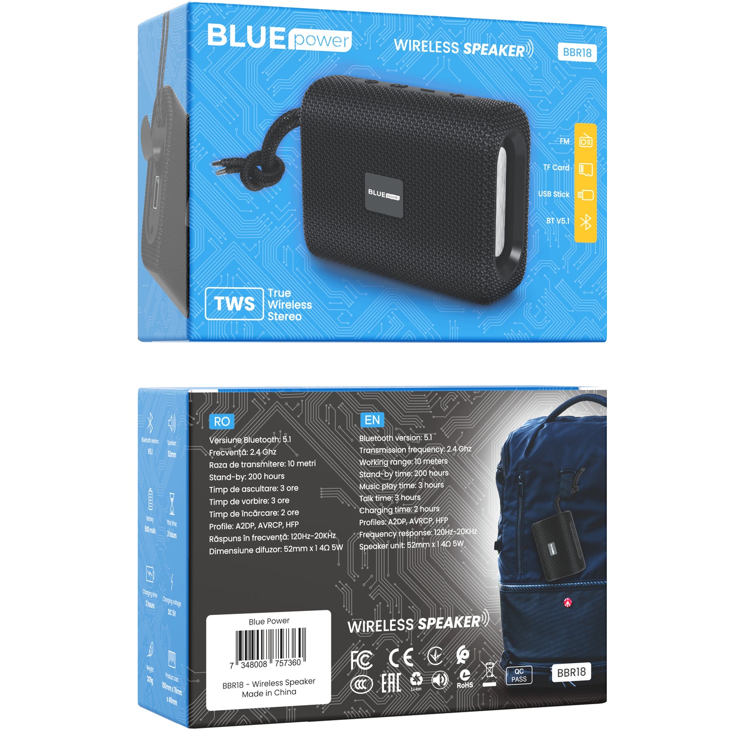 Przenośny głośnik Bluetooth BLUE Power BBR18 Encourage Sports, 5W, TWS, czarny