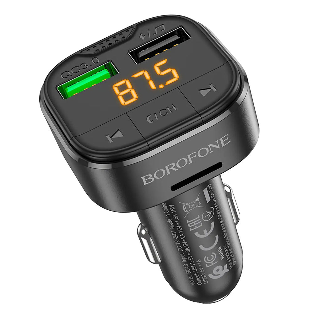 Modulator FM Bluetooth Borofone BC43 Flash, 2 x USB-A - 1 x microSD