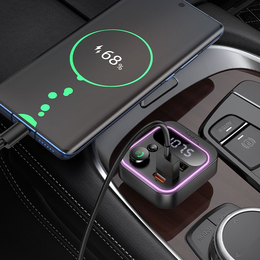 Modulator FM Bluetooth HOCO E85, 2 x USB-A - 1 x USB-C