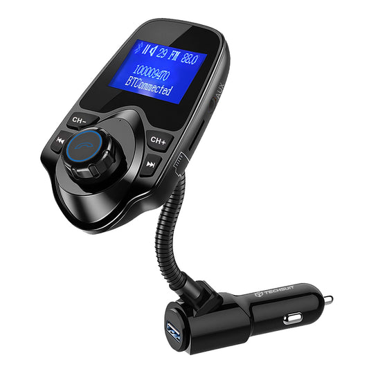Modulator FM Bluetooth Techsuit MFM4, 1 x USB-A - 1 x 3,5 mm - 1 x microSD, Czarny