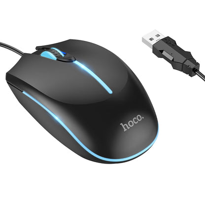 Przewodowa mysz gamingowa USB HOCO GM37, RGB, 2400DPI, czarna