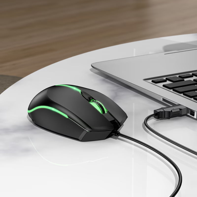 Przewodowa mysz gamingowa USB HOCO GM37, RGB, 2400DPI, czarna