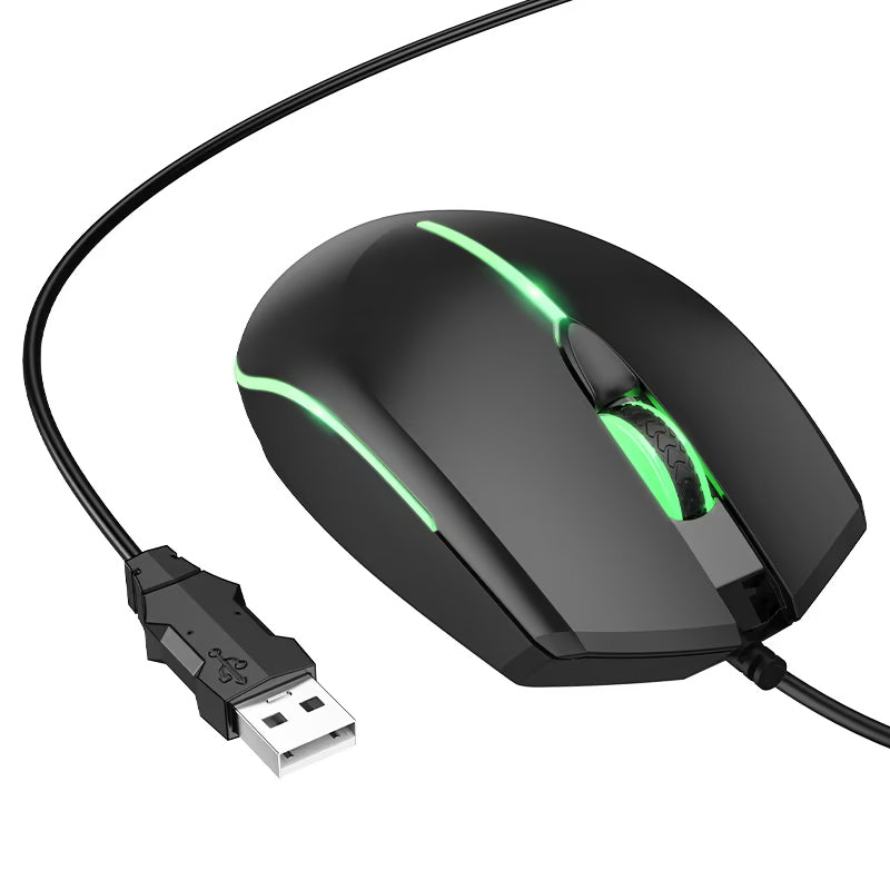 Przewodowa mysz gamingowa USB HOCO GM37, RGB, 2400DPI, czarna