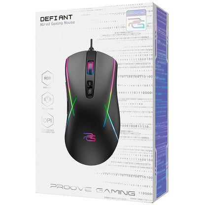 Mysz Gamingowa Przewodowa USB Proove Defiant, RGB, 7200DPI, Czarna CMDE00000102