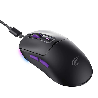 Mysz Gamingowa Bezprzewodowa HAVIT MS969WB, RGB, 1000DPI - 16000DPI, BT / Wi-Fi / Przewodowa, Czarna