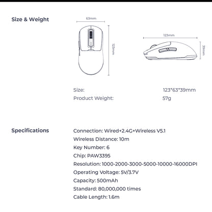 Mysz Gamingowa Bezprzewodowa HAVIT MS969WB, RGB, 1000DPI - 16000DPI, Czarna