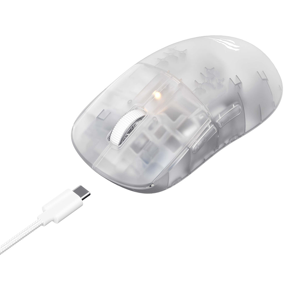 Mysz Gamingowa Bezprzewodowa HAVIT MS970WB Pro, 800DPI - 12000DPI, BT / Wi-Fi / Przewodowa, Przezroczysty Biały