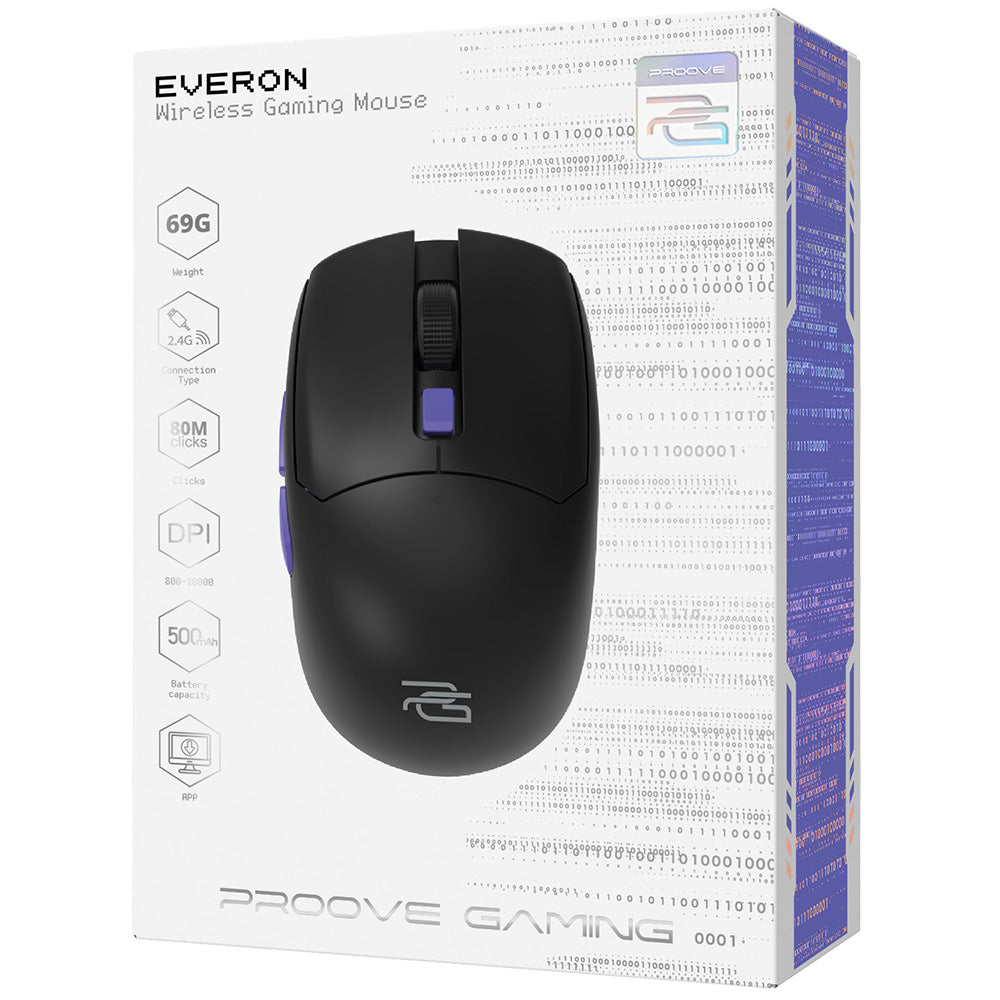 Mysz Gamingowa Bezprzewodowa Proove Everon, 800DPI - 10000DPI, Czarna WMEV00022001