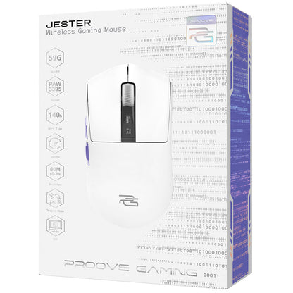 Mysz Gamingowa Bezprzewodowa Proove Jester, 800DPI - 26000DPI, Wyświetlacz OLED, Biała WMJS00022002