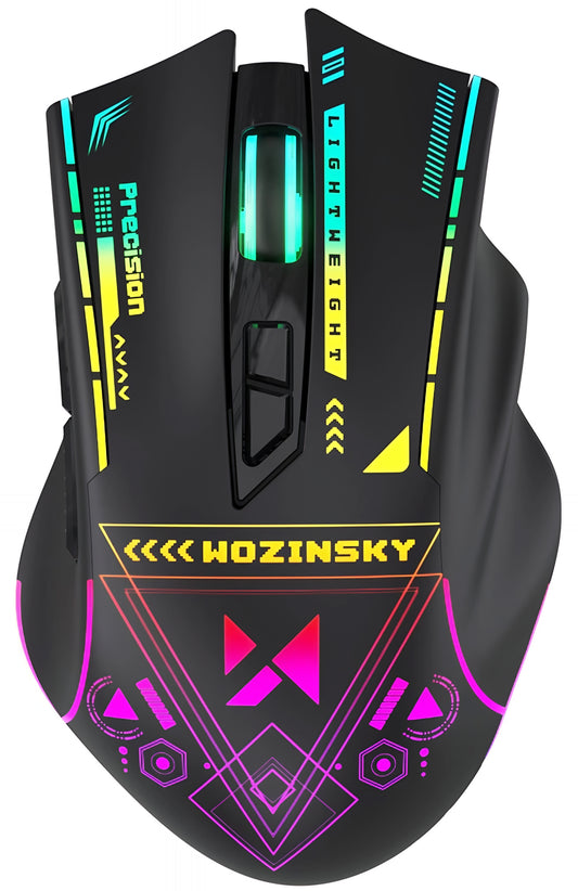 Bezprzewodowa mysz gamingowa WZK WMGB-3200, 3200DPI, RGB, czarna