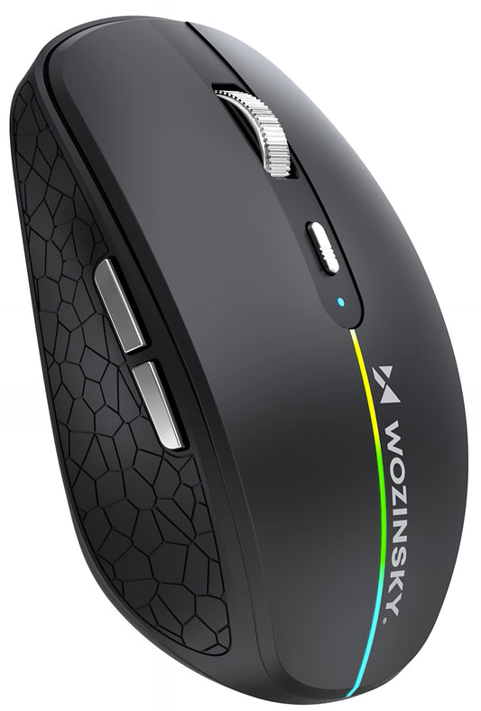 Bezprzewodowa mysz gamingowa WZK WMGK-1132, 1600DPI, RGB, BT / Wi-Fi, Czarna